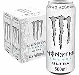 Monster Energy Ultra White, Bebida energética sin Azúcar - Pack 4 latas 500 ml