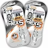 BIC Flex5 Maquinillas de Afeitar Desechables para Hombre, la recortadora de precisión, 2 Paquetes de 3