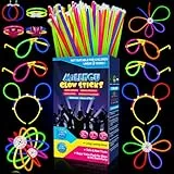 Millegu Pulseras Luminosas Fluorescentes, 230 Pack Fiesta, 100 Neon Palos Luminosos & 130 Conectores para Crear Pulseras Gafas Flores Collares, Cotillon Nochevieja Fiesta Decoracion Navidad