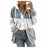 riou Mujer Sudadera con Capucha Chaqueta Jersey Talla Grande Hoodie Suave y Confortable Suelto Empalme de Rayas Manga Larga Suéter Cálido Pullover Otoño Invierno