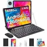 DOOGEE Tab A9 Android 15 Tablet 10 Pulgadas para Niños, Tablet con Teclado y Lapiz, 6580mAh, 12GB RAM+ 64GB ROM, Cámara Principal 8MP, Altavoces Duales, Face ID,Tablets PC con Funda & Raton 2025