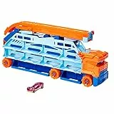Hot Wheels City Camión-Pista transporta Coches, Pista para Coches de Juguete con Lanzamiento aéreo, Incluye 1 vehículo (Mattel HDY92)