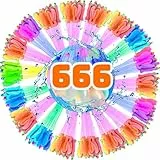 TFSZE 666 Piezas Globos de agua Reutilizables, con 4 conexiones de grifo, autosellables Water Balloons, Bombas de Agua, Llenado Ultra Rápido, para Juguetes de Verano Aptos para Exteriores, Piscina