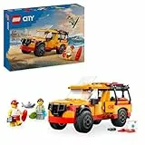 LEGO City Furgoneta de Rescate del Socorrista y Tiburón de Juguete, Juego de Playa con 2 Minifiguras y Accesorios como Tabla de Surf y Aletas, Regalo para Niños y Niñas de 6 Años o Más 60453