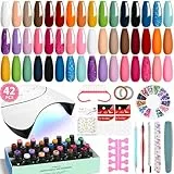 VANREESA Uñas Semipermanentes Kit Completo y Lámpara U V 24 Colores Kit Uñas Semipermanentes con Base Top Mate Top Coat Kit Manicura Semipermanente para Principiante