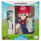 Mentadent, Super Mario Junior, kit de cepillo y pasta de dientes para niños de 6 a 13 años, contiene pasta de dientes para niños, sabor a menta delicada, cepillo de dientes para niños, ideal para