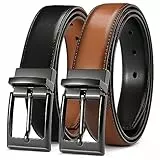 CHAOREN Cinturones Hombre Cuero 1 Pack, Cinturón Reversible Hombre Negro y Marrón 32mm, Para Traje de Negocios y Pantalones Casuales