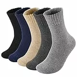 MOSOTECH 5 Pares Calcetines Térmicos Hombre de Invierno - Gruesa Cálidos y Transpirables, Rizo Suave para Regalos Hombres, Talla Única 39-45