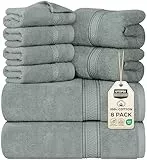 Utopia Towels - Juego de Toallas Premium de 8 Piezas, 2 Toallas de Baño, 2 Mano y 4 Toallitas - Algodón - para Casas, Hoteles y Spas, Altamente Absorbentes (Gris frío)