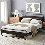 Zinus Soren 150x200 cm - Altura 31 cm - Somier de metal con cabecero y piecero - Negro