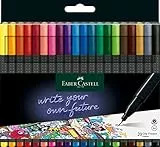 Faber-Castell 151620 - Caja de 20 Rotuladores Punta Fina, Marcadores Finos de 0,4 mm con Agarre Ergonómic para Dibujar y Colorear, Rotuladores para Adultos y Niños de Colores Vibrantes