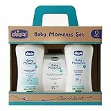 Chicco Set Baby Moments con Baño Corporal de 200 ml, Champú Sin Lágrimas de 200 ml, Agua de Colonia de 100 ml, Idea de Regalo, 0 Meses +