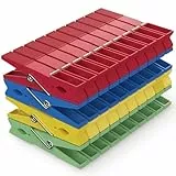 PORTENTUM Pinzas para Ropa de Plástico Reciclado, Set de 40, Multicolor. Ecológica y Sostenible, Resistente a Exterior, Larga Vida Útil, Multiuso, No Deja Marcas, para Tendederos, Tamaño 7,5x1x2 cm