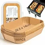 HONYAO Papel para Freidora de Aire Doble, 20,5x14cm 100 Piezas Rectangular Papel de Horno Accesorios Compatible con Cecotec Ninja Cookwise Dual Double Stack Air Fryer - Rectángulo