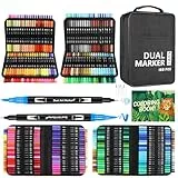 Sonlaryin Rotuladores Lettering, 168 Rotuladores Pincel Rotuladore Doble Punta, Lettering Kit para Adultos, Rotuladore Acuarelables para Mandalas Graffiti Caligrafía