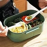 Aoresac Lunch Box, Anillo de Silicona, Aislamiento de Doble Capa, Fugas a Prueba de Fugas, 1200 Ml de Gran Capacidad, para Estudiantes, Trabajadores de Oficina con Cuchara de Horquilla (Verde)