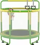 CZCPAPY Trampolín infantil para Exterior, Interior y Exterior, con Red de Seguridad, Cesta, Barras, Columpios, Regalo para Niños (Amarillo Verde)