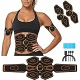 AILEDA Abdominales Electroestimulacion,EMS Electroestimulador Muscular, Masajeador Eléctrico, USB Recargable, Hombresy&Mujeres Ejercitador del Abdomen/Brazo (8 Modos +19 Intensidads)
