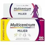 Multicentrum Mujer Complemento Alimenticio Multivitamínico y Multimineral Para Mujeres, Con Vitamina C y Zinc, Sin Gluten, 100 Comprimidos
