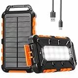 Cargador Solar para Moviles 26800mAh, Solar Power Bank PD15W 3.0A Carga Rápida Batería Externa Portátil con 2 USB-A Salida y 1 USB-C Entrada con Linterna LED para Teléfono Tabletas Cámping (Naranja)