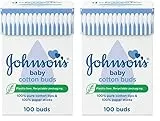 Johnson's Baby Bastoncillos para Bebé con extremos de algodón 100% puro - 1 x 200 bastoncillos (Paquete de 2)