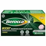 Berocca Boost Complejo de Vitaminas y Minerales con Cafeína y Guaraná Natural, para una Ayuda Rápida en el Rendimiento Mental y Físico, 30 Comprimidos Efervescentes
