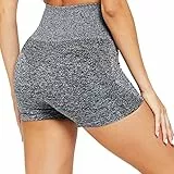 Tuopuda Pantalones Deportivos Cortos de Correr para Mujer Mallas Elásticas Leggings Sin Costuras de Alta Cintura para Fitness Yoga Correr Secado Rápido (Gris,S)
