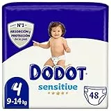 DODOT Sensitive - Pañales, 9 A 14 Kg, Blanco, Talla 4, Vanilla, 48 Unidad