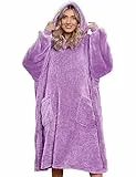 UMIPUBO Sudadera con Capucha Manta Hombres Y Mujeres Talla Grande Sherpa de Gran Jerse De Televisión tamaño Caliente y Esponjoso Invierno Hoodie De Manga Larga Moda Tops(Morado,Talla única)