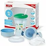 NUK Set de aprendizaje 3 en 1 con taza de aprendizaje (6 + meses), vaso Magic Cup 360° (8+ M) y botella de acción para niños (12+ M), 230 ml, sin BPA, para niños (10255636)