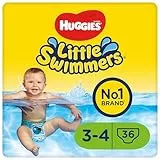 Huggies Little Swimmers Pañales Bañadores para Bebé Talla (3-4), Barreras Anti-Escapes para Una Máxima Protección en el Agua, 36 Pañales Desechables