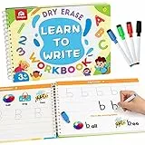 Coogam - Libro de ejercicios para aprender a escribir, números, letras, libro de práctica, alfabeto ABC, palabras visuales, escritura a mano, juguete educativo Montessori para niños en edad preescolar