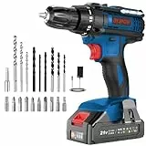 DYJPOW 21V Taladro Atornillador Bateria con 2.0Ah Batería, Atornillador Electrico 42Nm, 18+1 Ajuste de Par, 22 Accesorios, 2 Velocidad, LED Luz Para Hogar, Bricolaje, Azul
