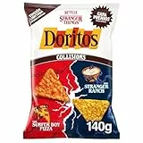 Doritos collisions stranger things, dos sabores sufer boy pizza y stranger ranch, 140 gramos