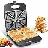 Aigostar Dylan - Sandwichera XXL para 4 Sándwiches, 1400W, Recubrimiento Antiadherente, Calentamiento Rápido, Control Automático de Temperatura, Indicador LED, Almacenamiento Vertical. Libre de BPA