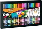 BIC Intensity, Rotuladores de Punta Fina y Media, Colores Surtidos para Escribir, Dibujar, Colorear, Estuche de Regalo de 32 uds.