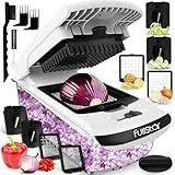 Multifuncional Cortador de Verdura Espiralizador de Verduras - Picador de Verduras Patatas Cebolla - Vegetable Chopper - Gadgets Cocina (4-en-1 Blanco)