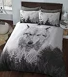 Sleepdown Juego de Funda de edredón con Funda de Almohada, diseño de Lobo (135 x 200 cm), Multicolor