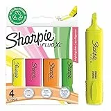Sharpie Fluo XL subrayadores fluorescentes | punta biselada | Resaltadores fluorescentes de colores amarillo, rosa, naranja y verde | paquete de 4 rotuladores