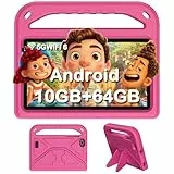 DMOAO Tablet 7 Pulgadas, Tablet Android 14 con 5G Wi-Fi 6, 10GB RAM+64GB ROM(512GB SD), Octa-Core/Widevine L1/Control Parental/BT 5.0/3500mAh, Protective Antichoque EVA Protectora, Rosa
