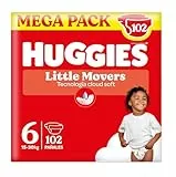 HUGGIES Little Movers Pañales para Bebé con Diseños Disney Talla 6 (15-30 kg), Comodidad para la Piel 24/7, 3 Packs de 34, Total 102 Pañales