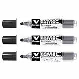 Pilot V Board Master – Lote de 3 rotuladores para pizarra blanca, punta gruesa, color negro
