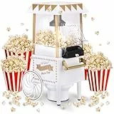NK Palomitero Retro, Máquina de Palomitas de Maíz Eléctrica 1200W, Botón fácil de utilizar, Preparación listas en 2 minutos, Aire Caliente, Tamaño 0,3L, Portable, Ideal para Casa (Blanco)
