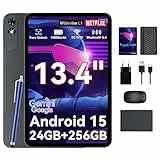TABWEE T60 Pro Tablet 13,4 Pulgadas Android 15 con Teclado, 24GB RAM 256GB ROM (Expandible 2TB), 120Hz, Batería 10000mAh, Carga Rápida 18W, Tablet Octa-Core para Trabajo y Multitarea