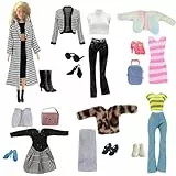 Ropa y Accesorios Compatible con Barbie Ropa, Incluye un Vestido de Novia de Rosas, 5 Conjuntos de Moda y 6 Pares de Zapatos, una Maleta, un Collar de Perlas y Pendientes, un par de Gafas