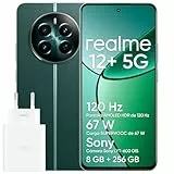 realme 12+ 5G Smartphone, 8 GB y 256 GB con NFC, Sony LYT-600 OIS, Chipset Dimensity 7050, Pantalla AMOLED de 120 Hz, Potente Batería de 5000mAh, Pioneer Green (Adaptador Incluido)
