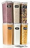 GoMaihe Juego de 6 cajas de almacenamiento 2,8 L: Con tapa para pasta | Herméticas para cereales, harina, fideos y azúcar | Sin BPA | Aptas para lavavajillas
