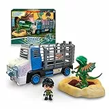 Pinypon Action - Rescate del Dinosaurio Dilophosaurus, Set con un camión de Juguete, Figura de Explorador, muñeco Dino Que escupe Agua Cuando aprietas, Base del Pozo y Arena mágica, Famosa