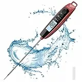 DOQAUS Termometro Digital Cocina,Termometro Cocina con IPX6 Impermeable y 3S Lectura Instantánea & Calibration,Termometro Carne para BBQ Comida Leche Agua Caramelo Líquido-Negro Rojo