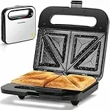 Aigostar - Sandwichera 2 Sandwiches, Revestimiento Cerámico Antiadherente, Control Automático de Temperatura 180-200℃, Luces Indicadoras, Asa de Toque Frío, Almacenamiento Vertical, 750W, Lamo Pro